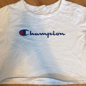 White Champion crop top Sz: M / Camo jacket Sz: M